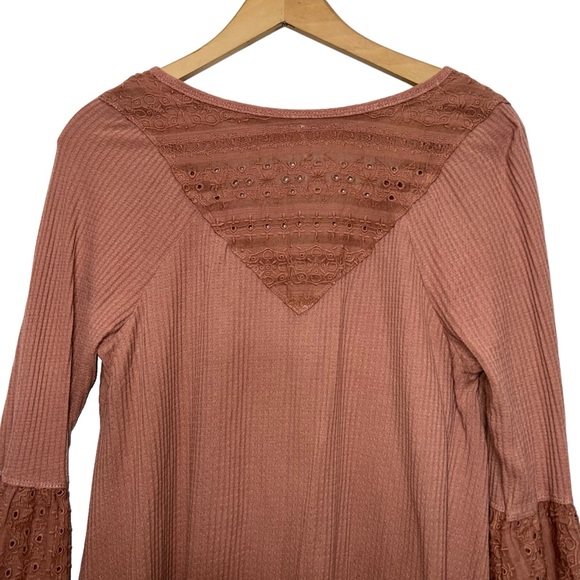 Free People Parisian Nights Bell Sleeve Top Rose Size Small - Picture 8 of 12